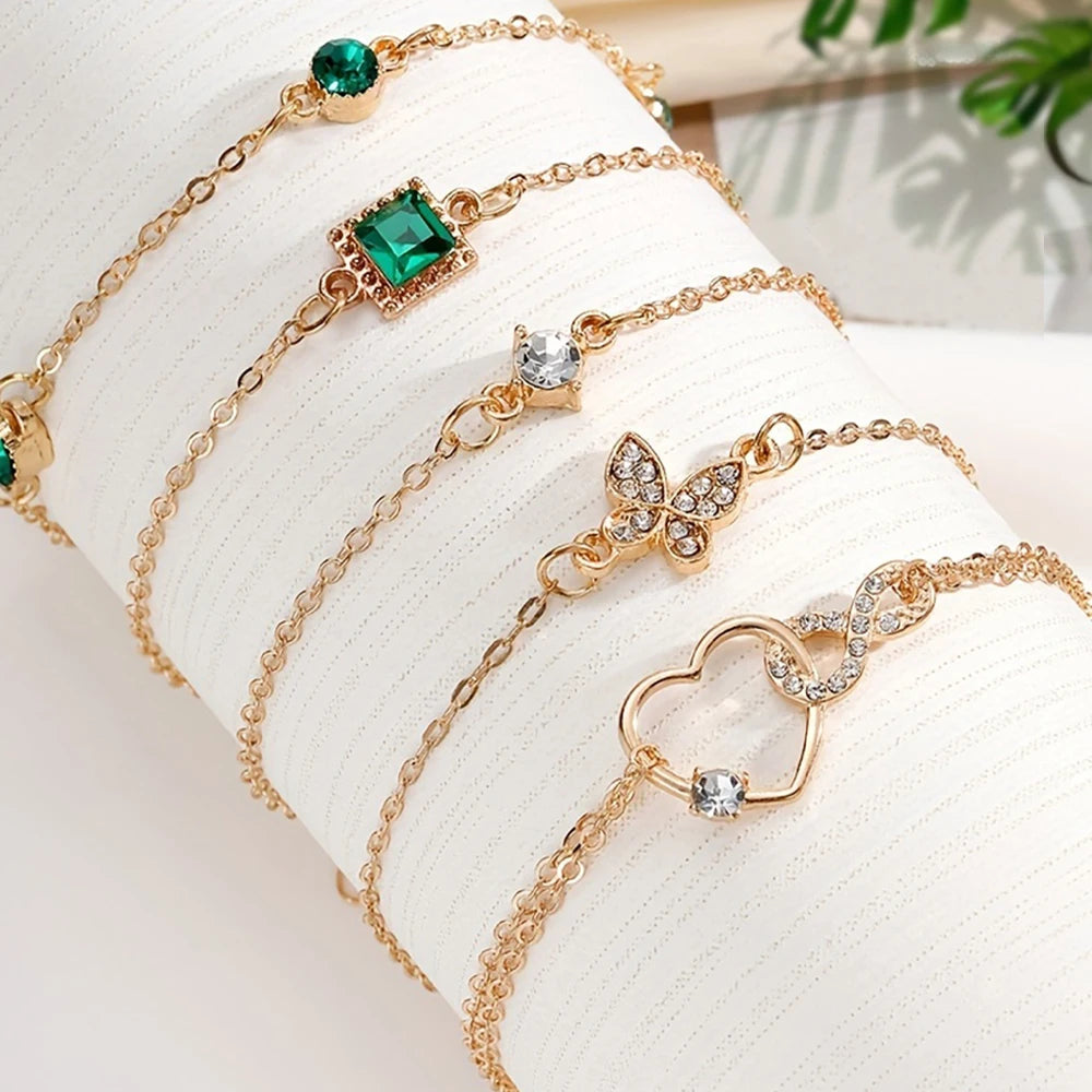 Elegant Emeraudes Bracelet dorée