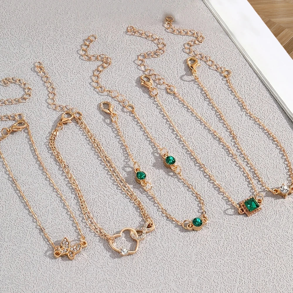 Elegant Emeraudes Bracelet dorée