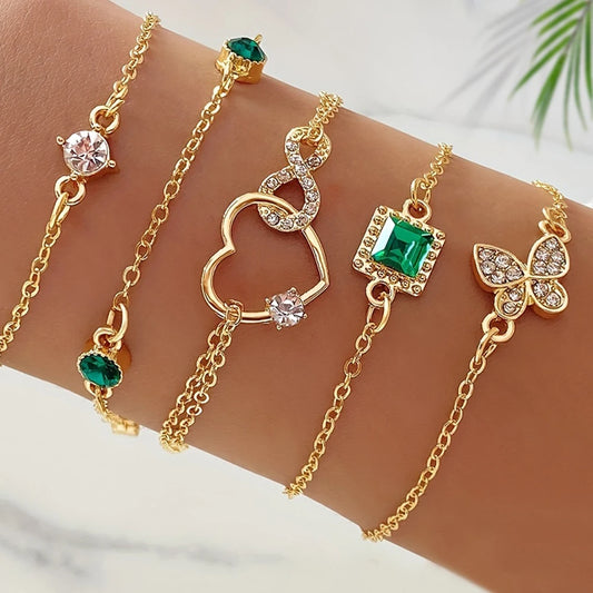 Elegant Emeraudes Bracelet dorée